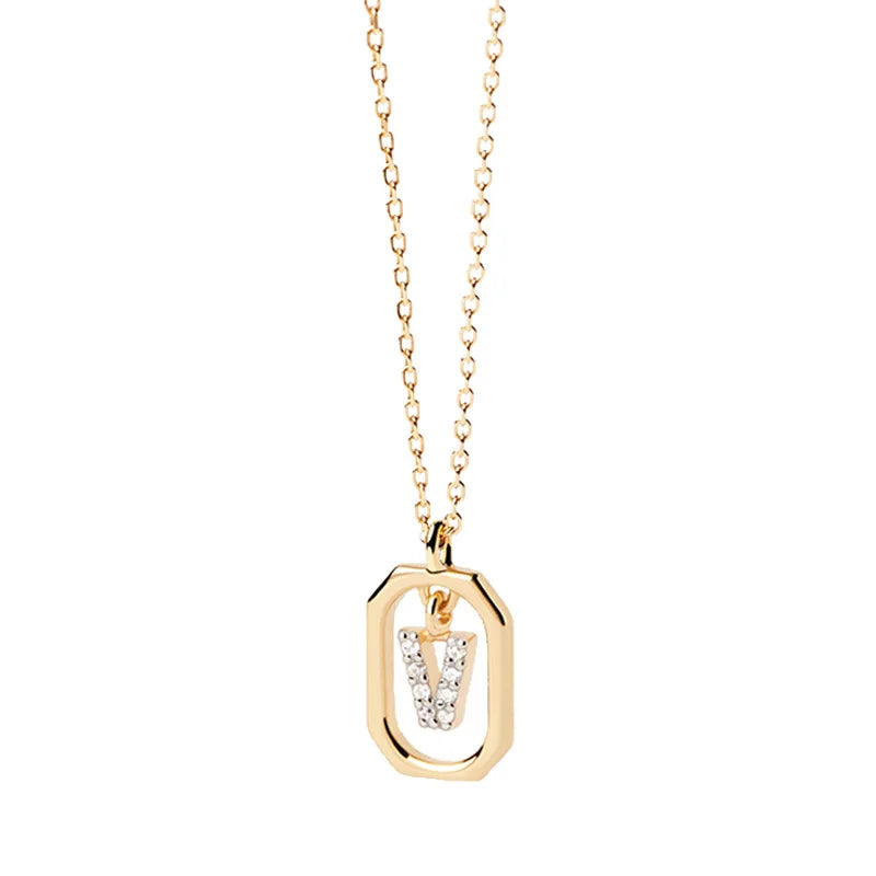 Damesketting met zeshoekige initialenhanger v