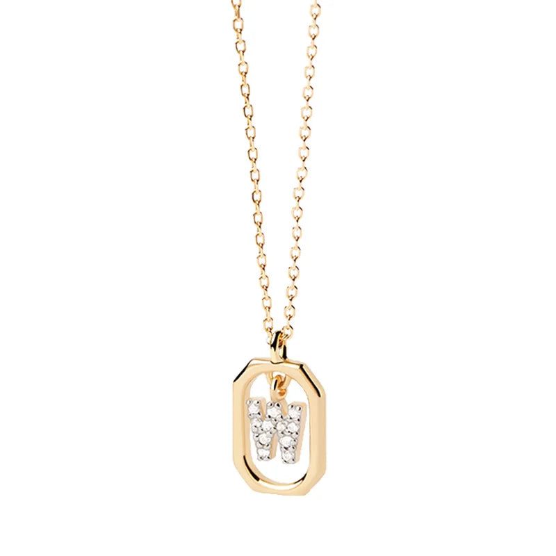 Damesketting met zeshoekige initialenhanger w