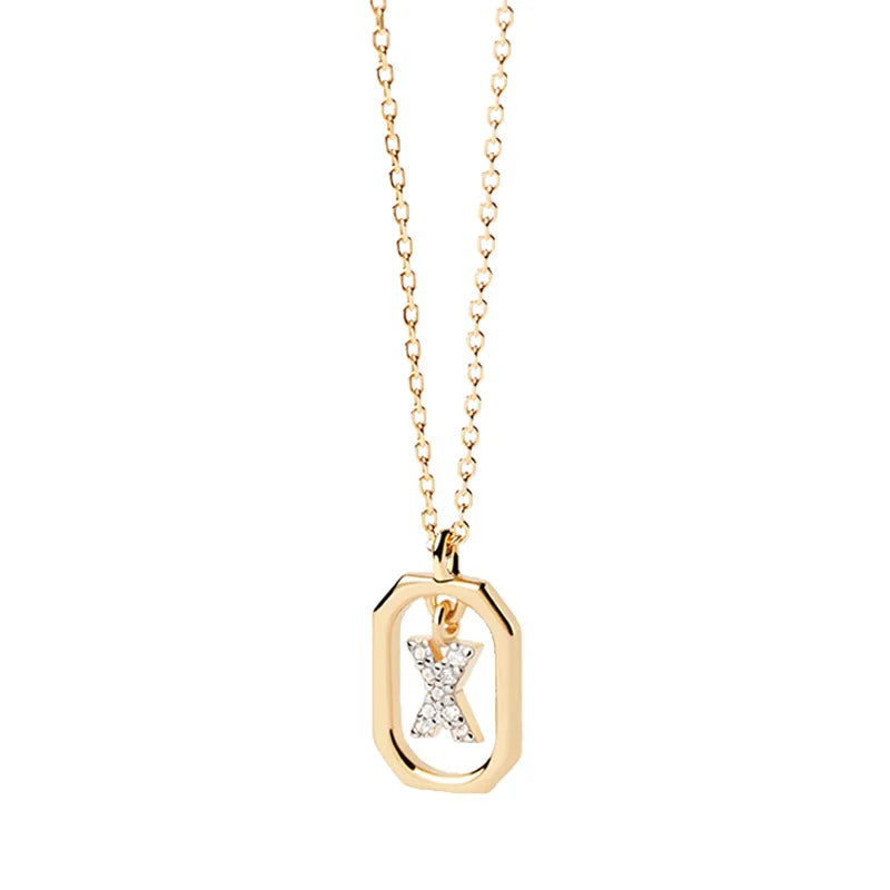 Damesketting met zeshoekige initialenhanger x