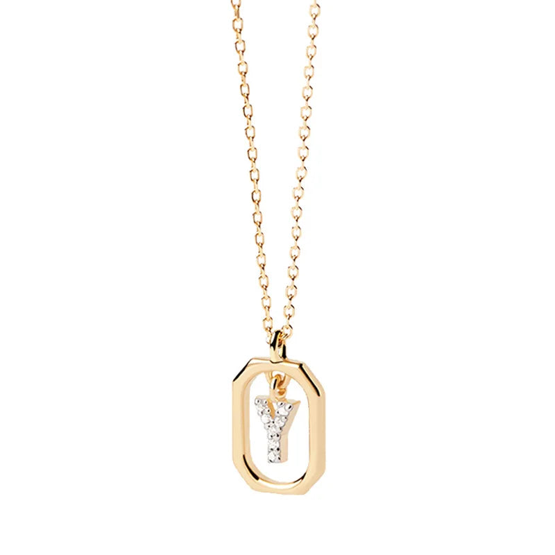 Damesketting met zeshoekige initialenhanger y