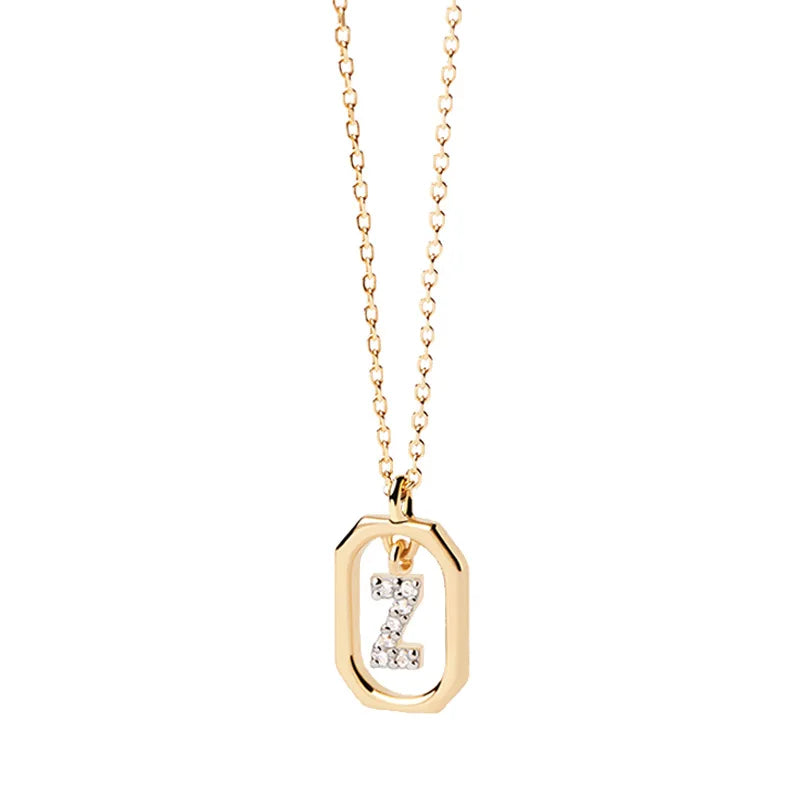 Damesketting met zeshoekige initialenhanger z