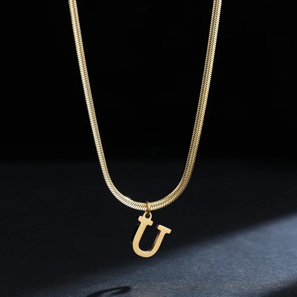 Dames chokerketting met initiaalhanger u