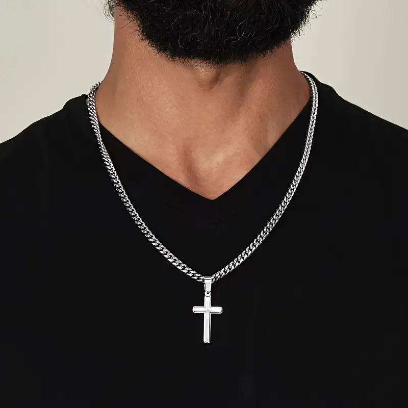 Collier pour homme avec pendentif en forme de croix