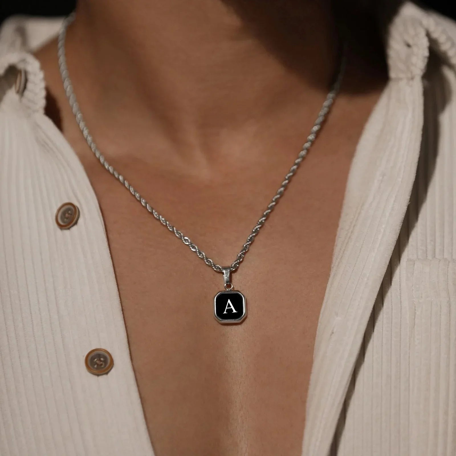 Herenketting met hexagonale initiaalhanger a