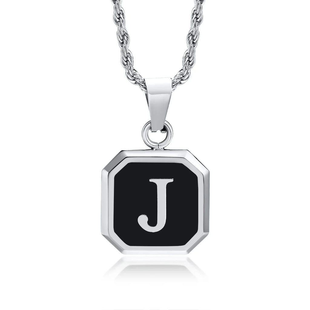Herenketting met hexagonale initiaalhanger j