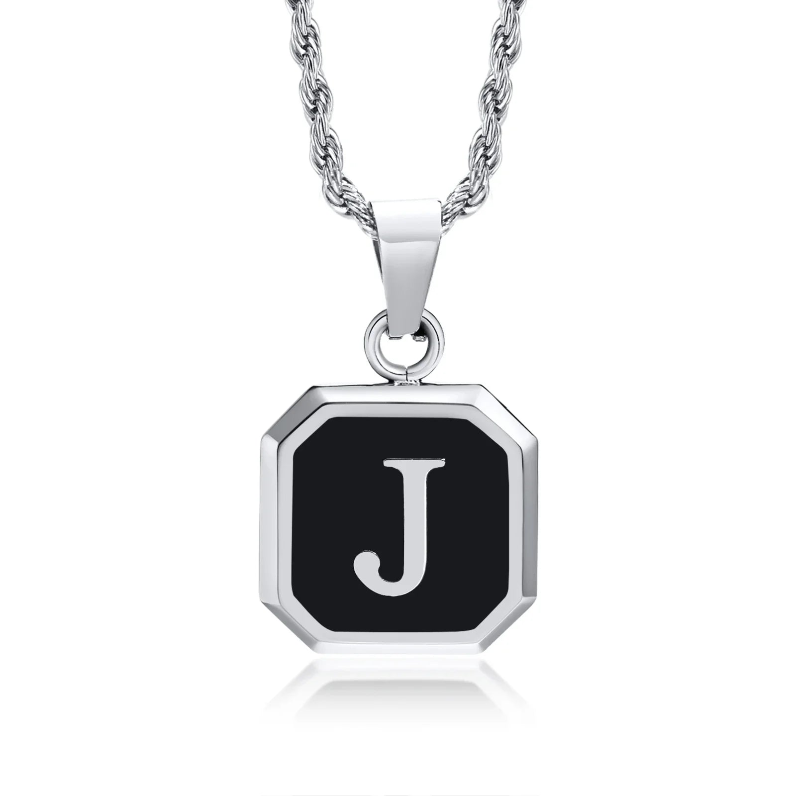 Herenketting met hexagonale initiaalhanger j