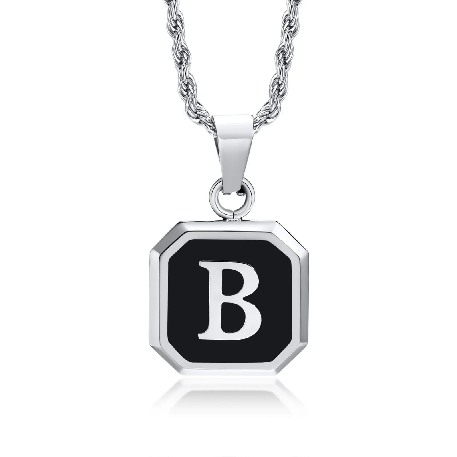 Herenketting met hexagonale initiaalhanger b
