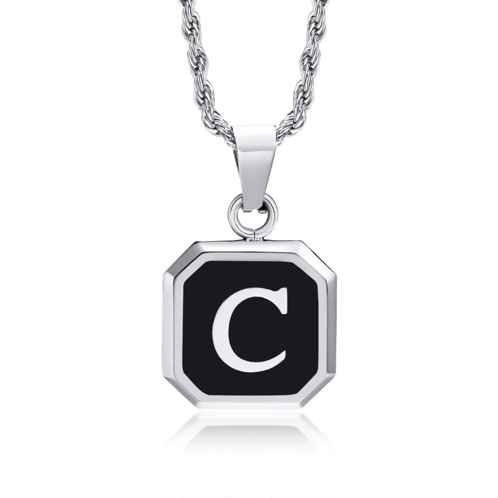 Herenketting met hexagonale initiaalhanger c