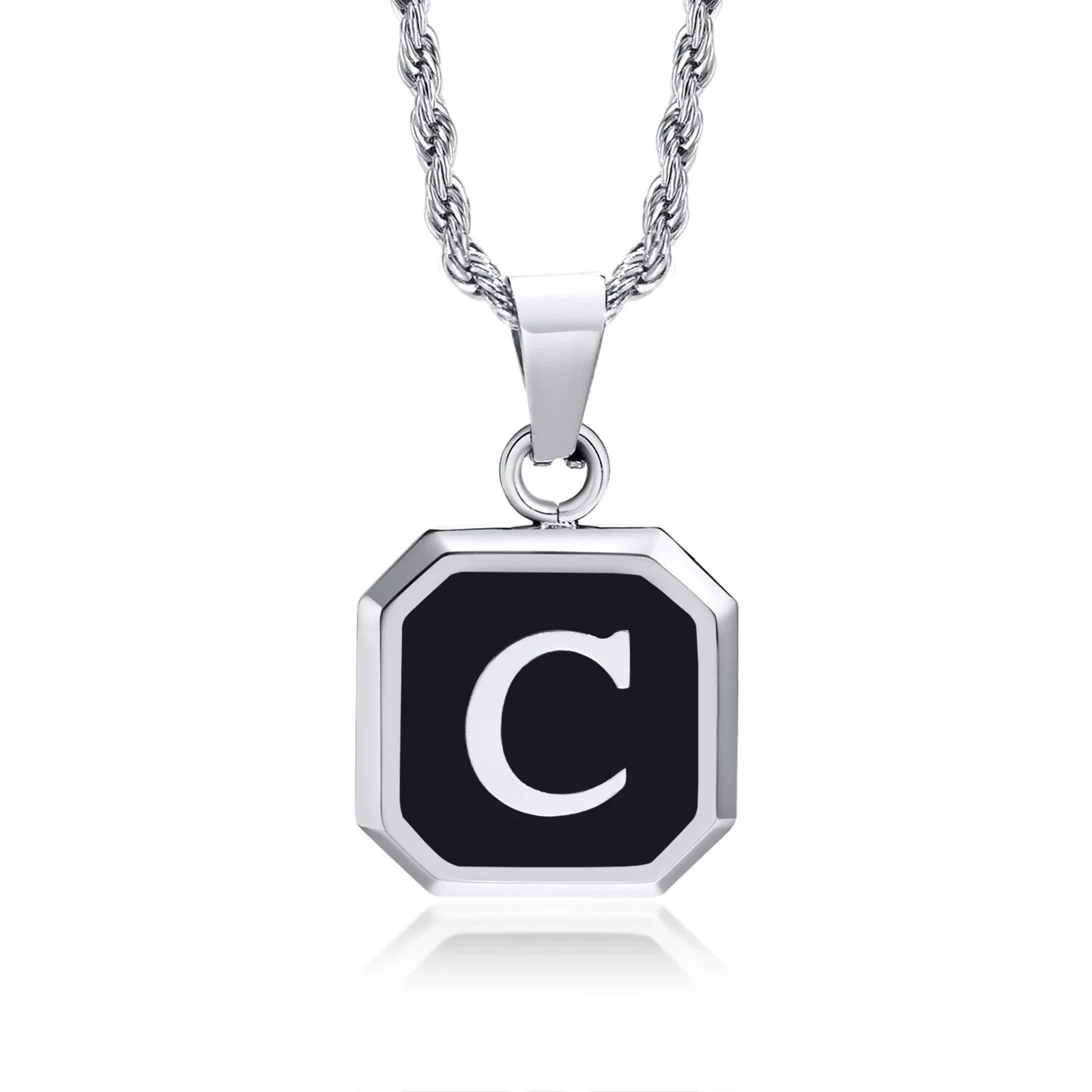 Herenketting met hexagonale initiaalhanger c