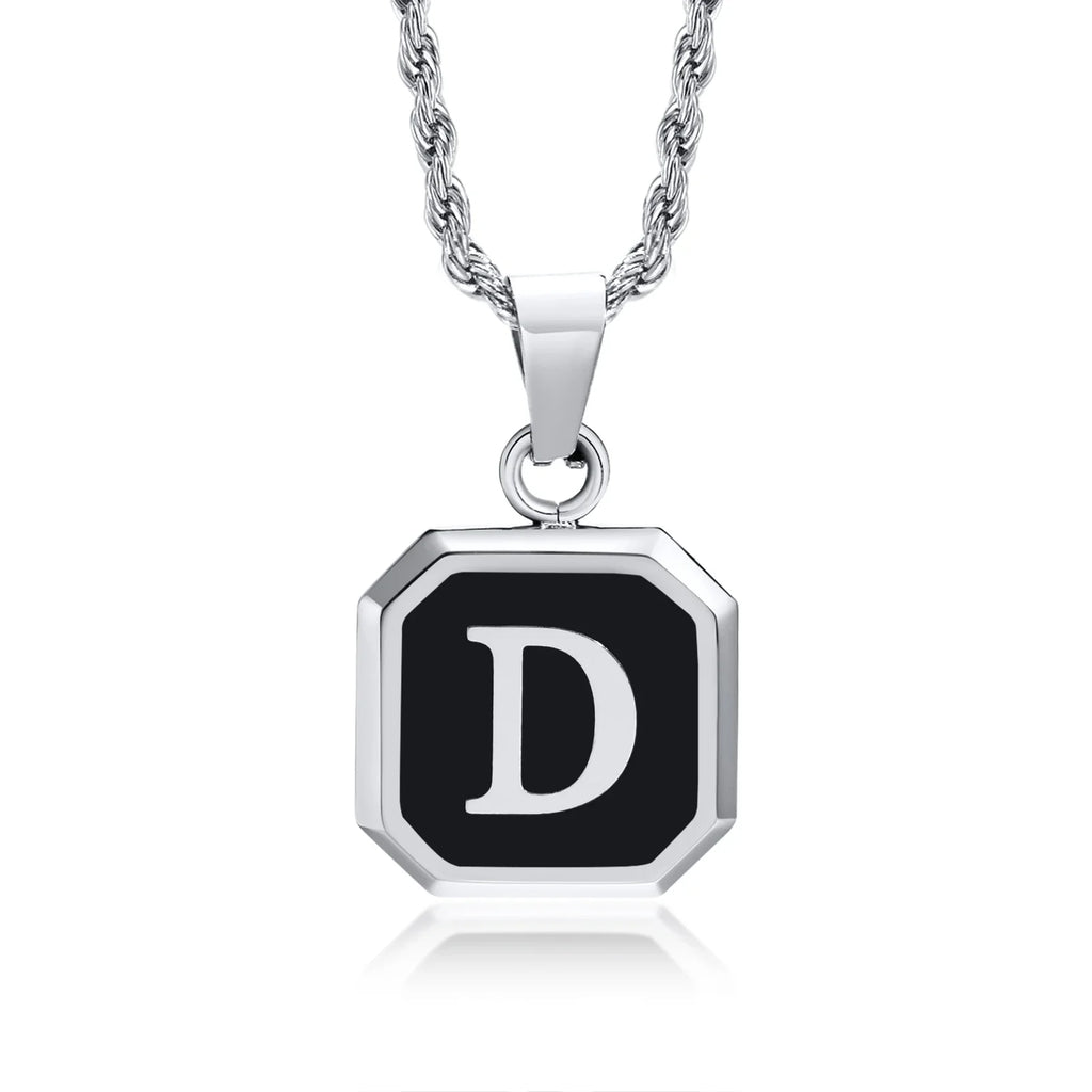 Herenketting met hexagonale initiaalhanger d