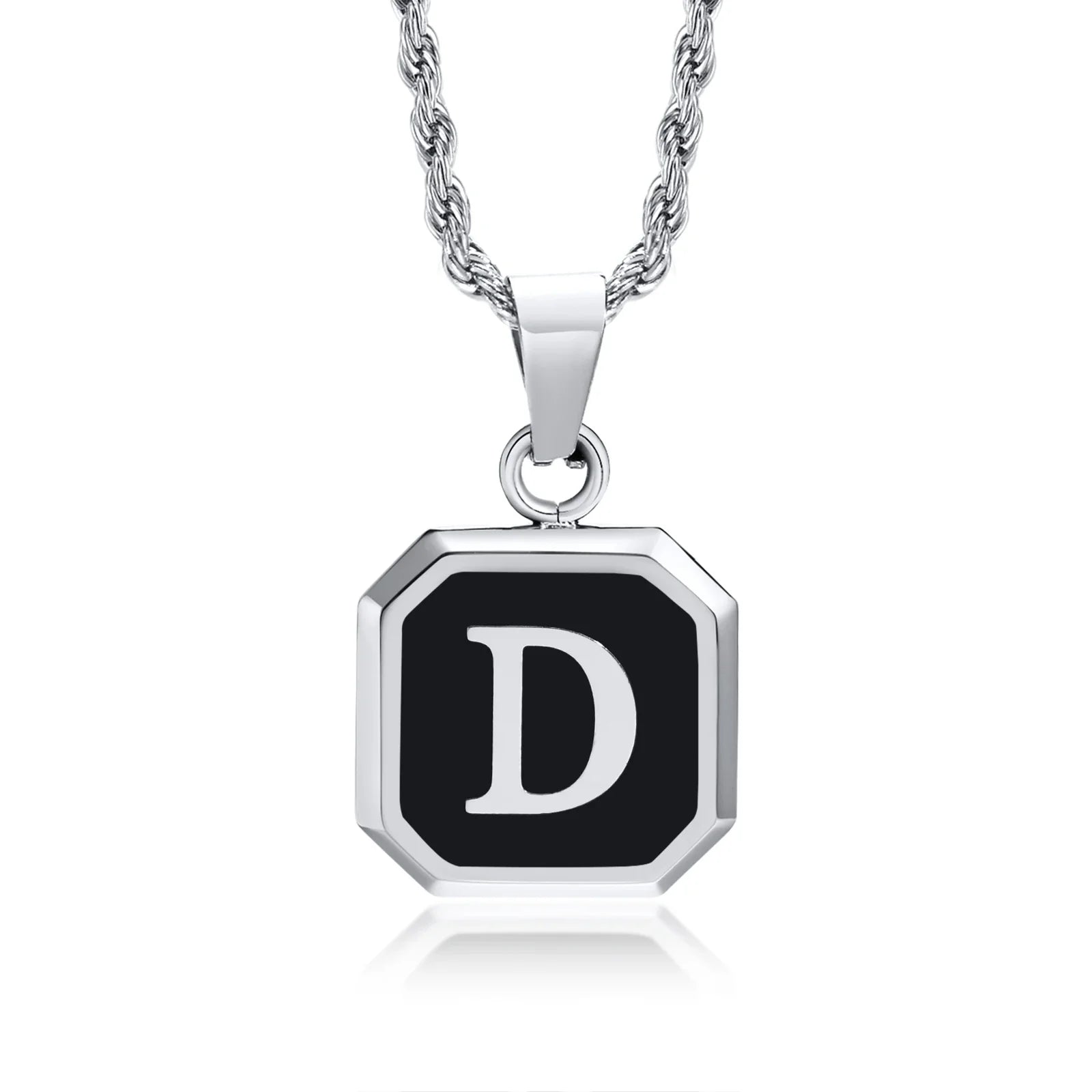 Herenketting met hexagonale initiaalhanger d