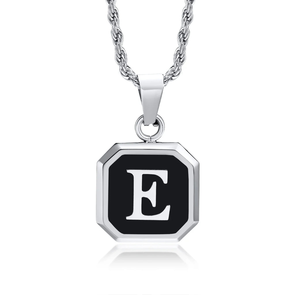Herenketting met hexagonale initiaalhanger e