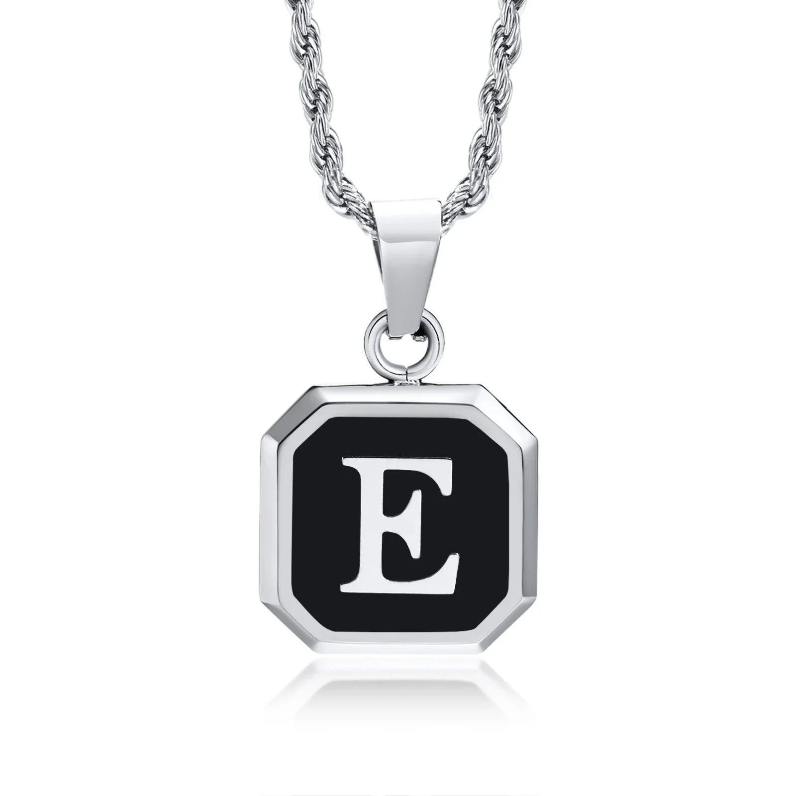Herenketting met hexagonale initiaalhanger e