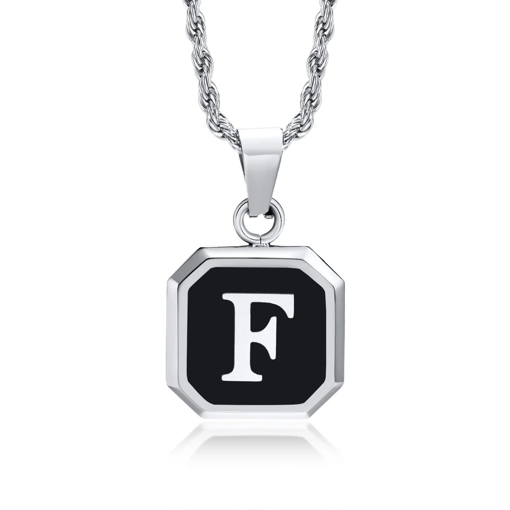 Herenketting met hexagonale initiaalhanger f