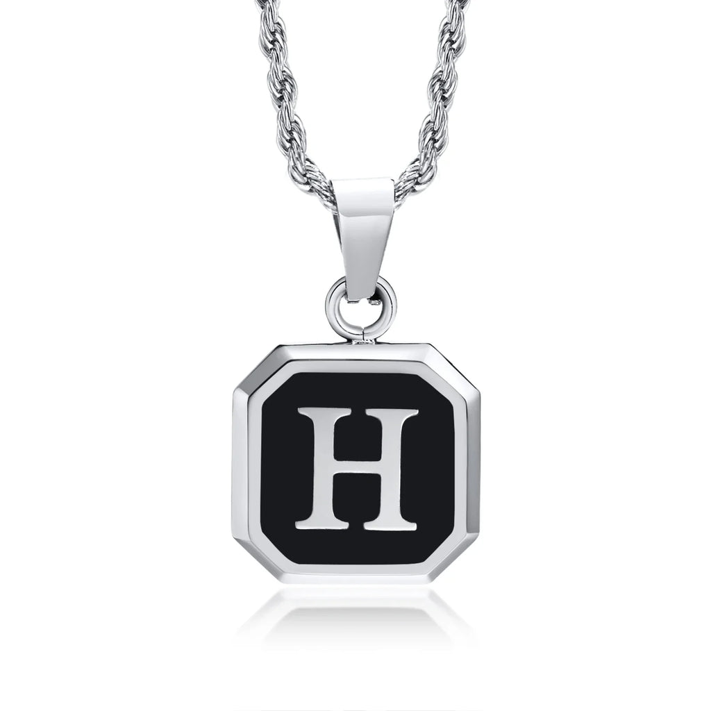 Herenketting met hexagonale initiaalhanger h