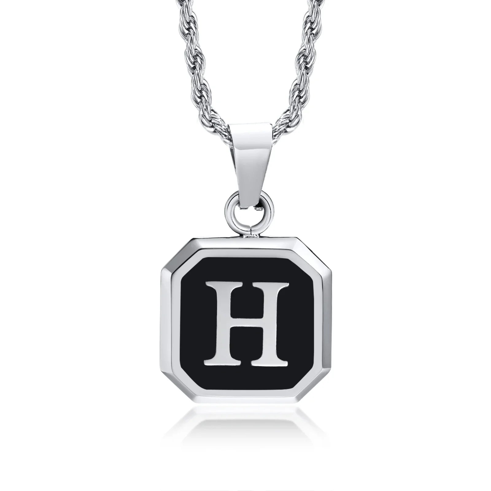 Herenketting met hexagonale initiaalhanger h