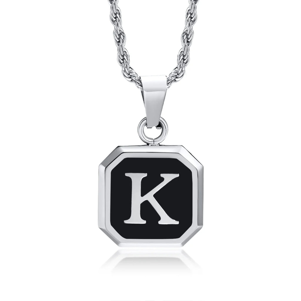 Herenketting met hexagonale initiaalhanger k