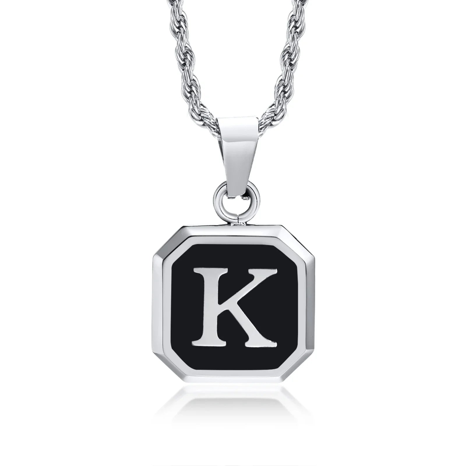 Herenketting met hexagonale initiaalhanger k