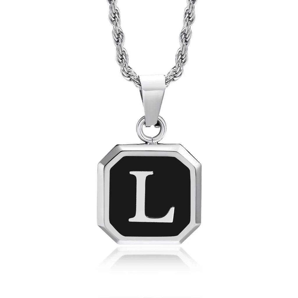 Herenketting met hexagonale initiaalhanger l