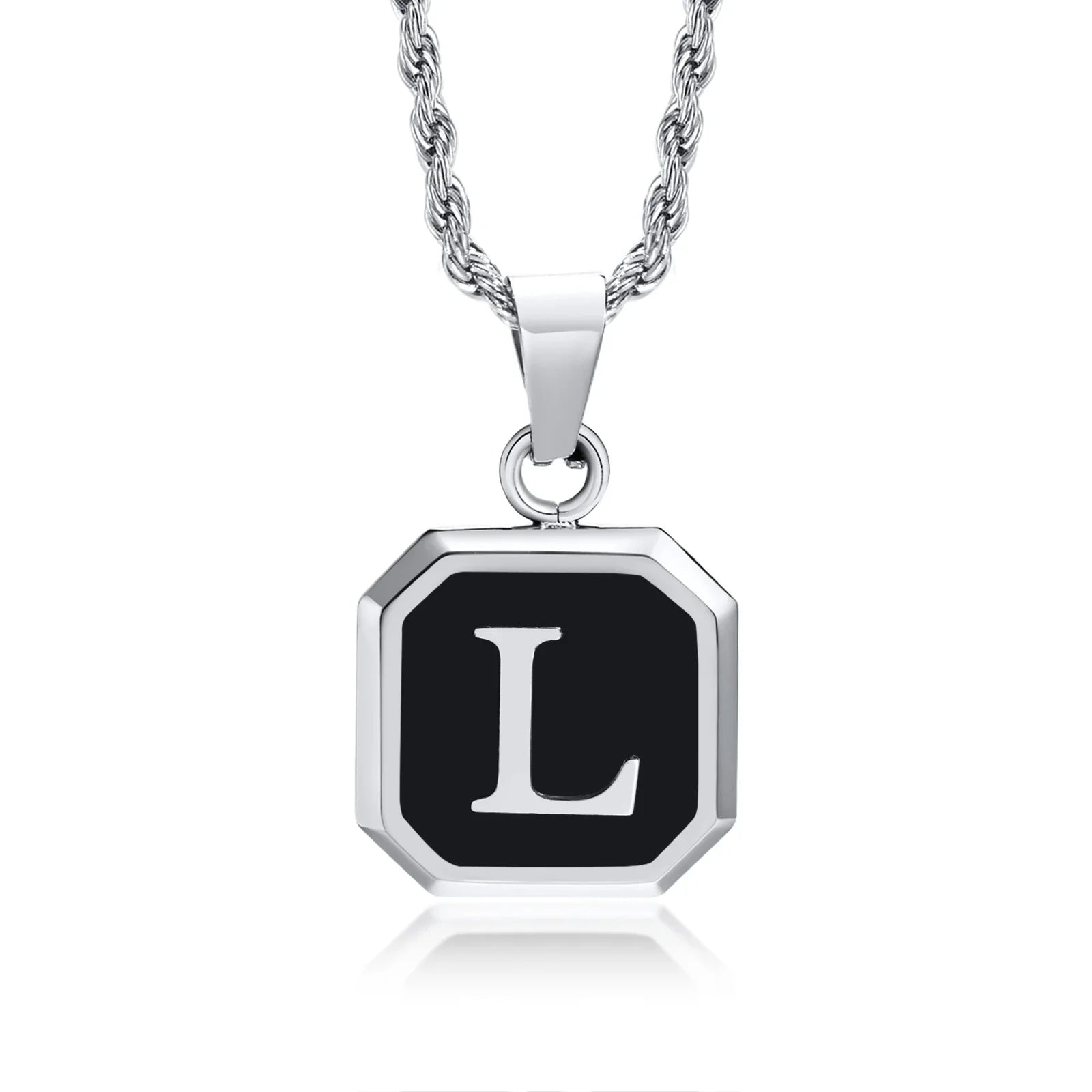 Herenketting met hexagonale initiaalhanger l
