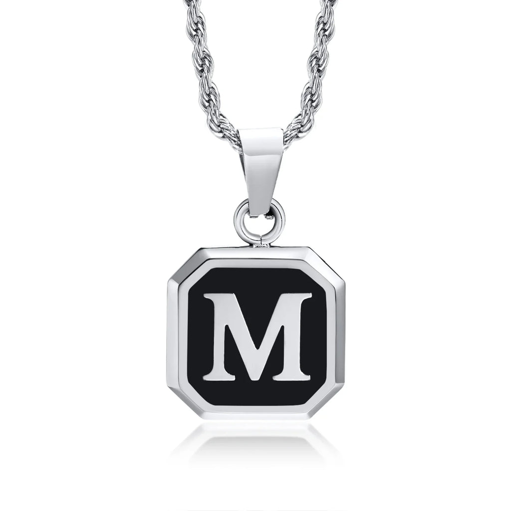 Herenketting met hexagonale initiaalhanger m