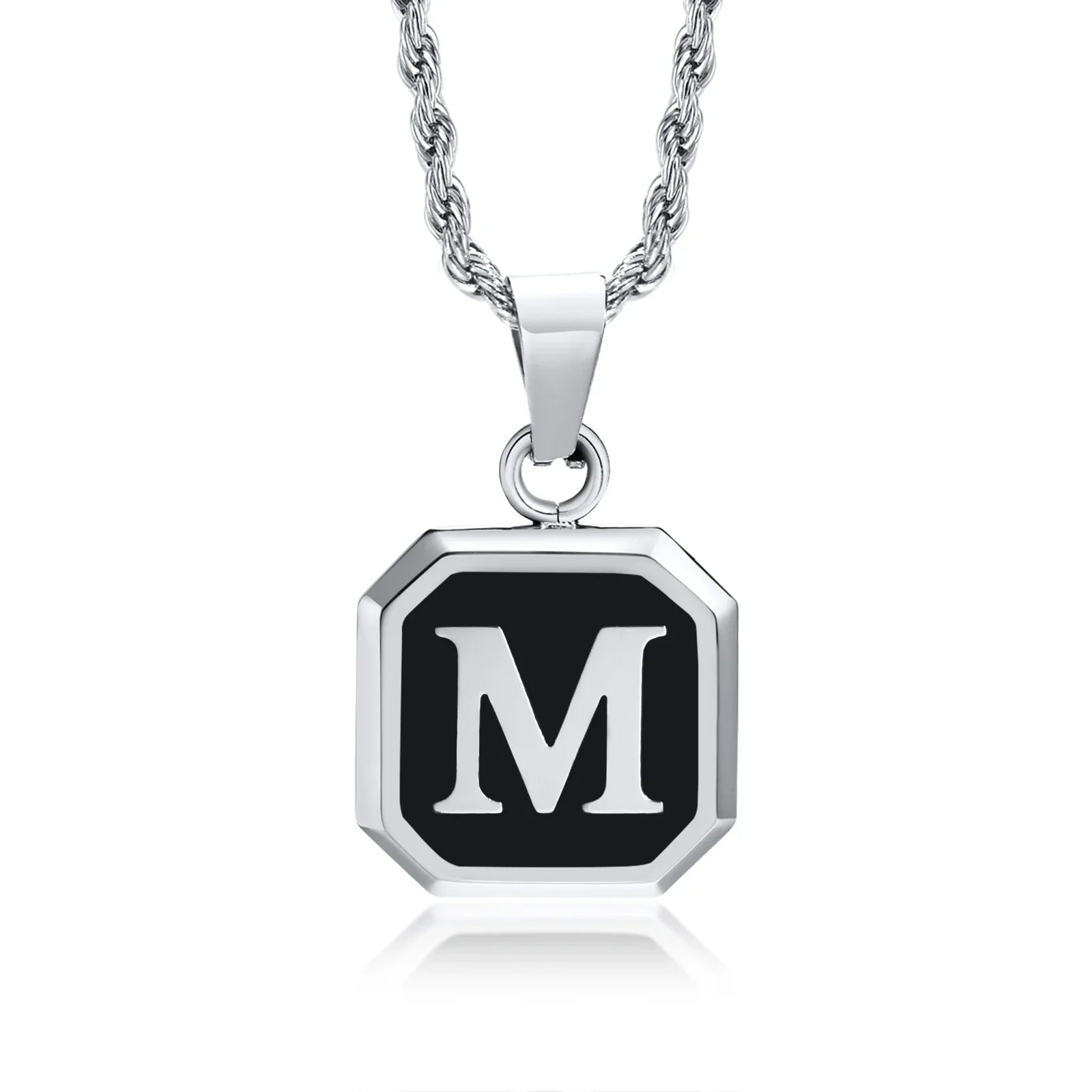 Herenketting met hexagonale initiaalhanger m