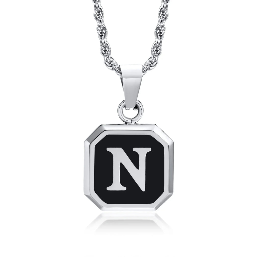 Herenketting met hexagonale initiaalhanger n