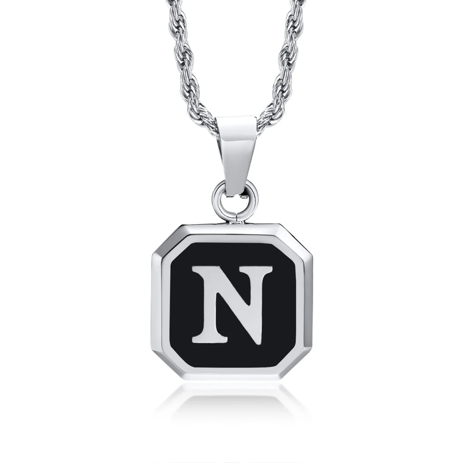Herenketting met hexagonale initiaalhanger n