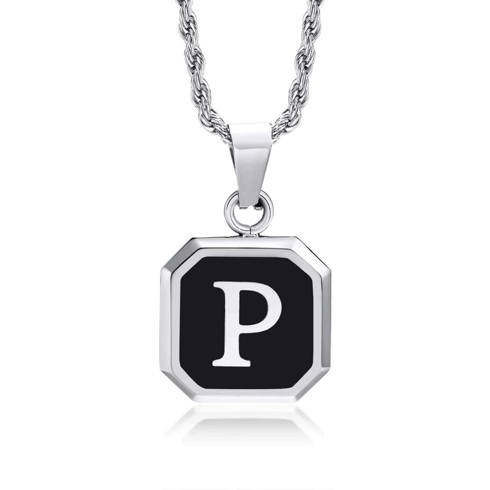 Herenketting met hexagonale initiaalhanger p