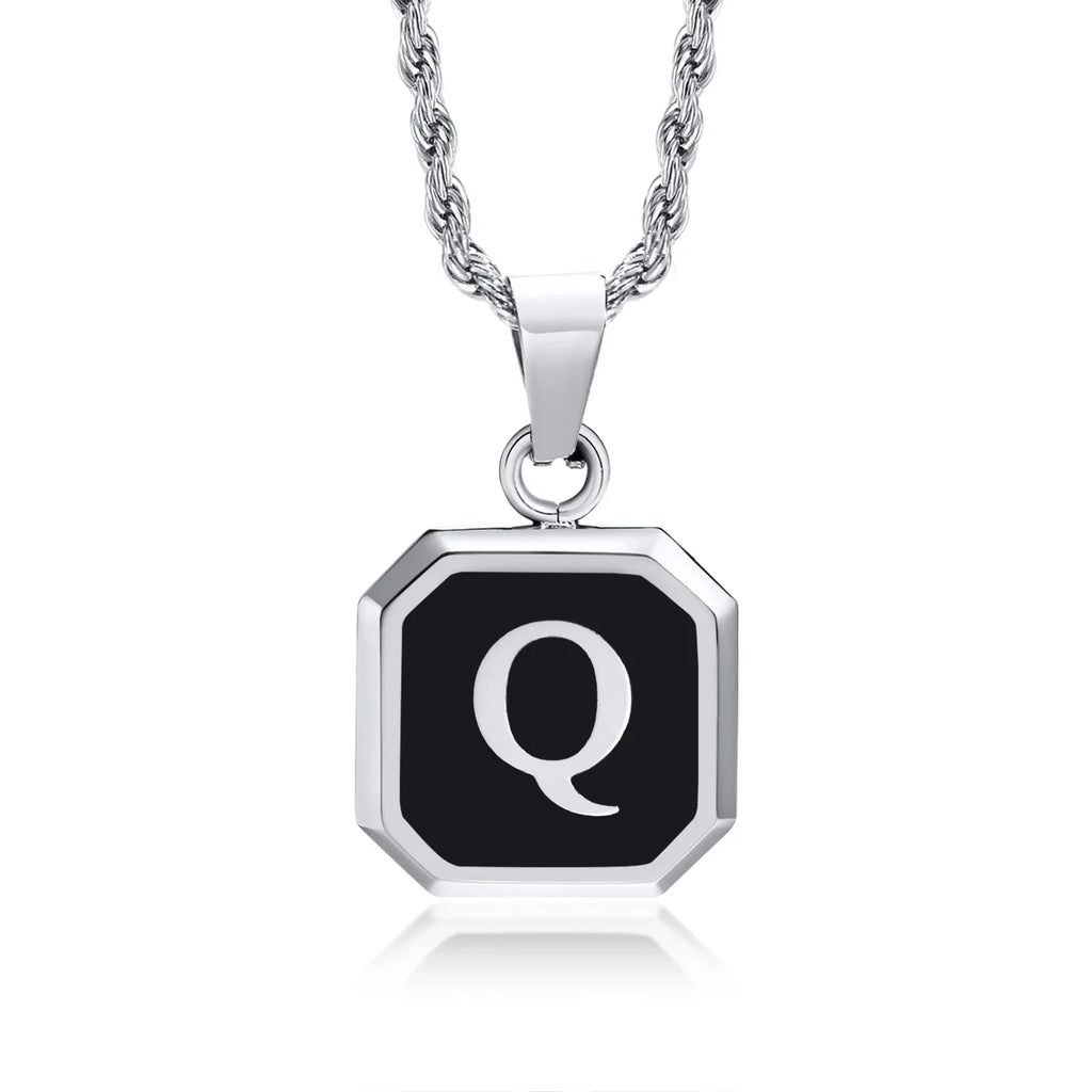 Herenketting met hexagonale initiaalhanger q