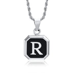 Herenketting met hexagonale initiaalhanger r