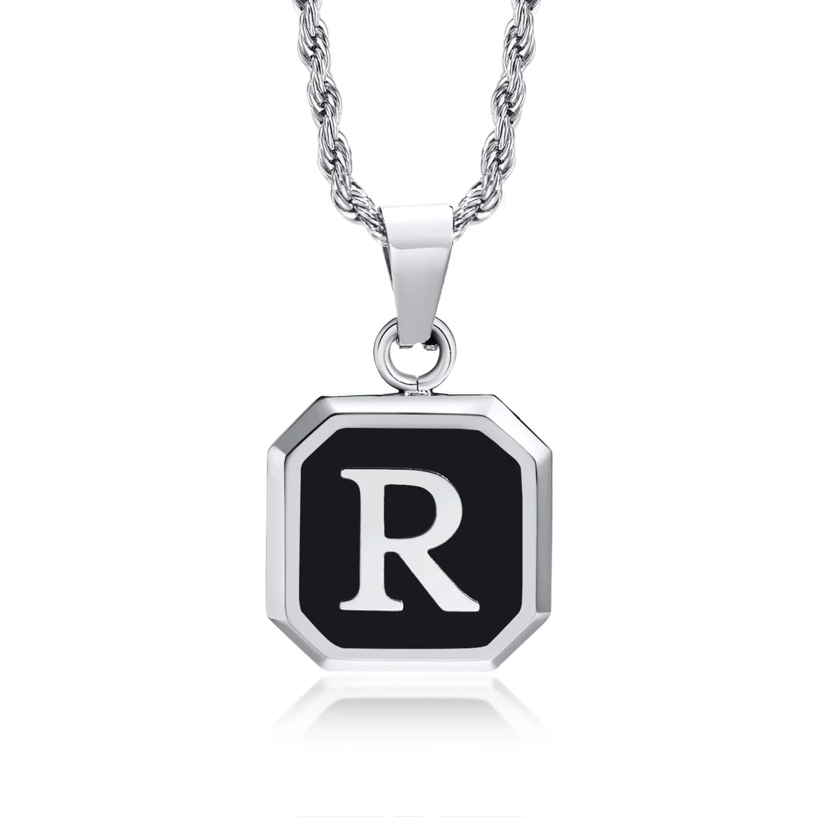 Herenketting met hexagonale initiaalhanger r