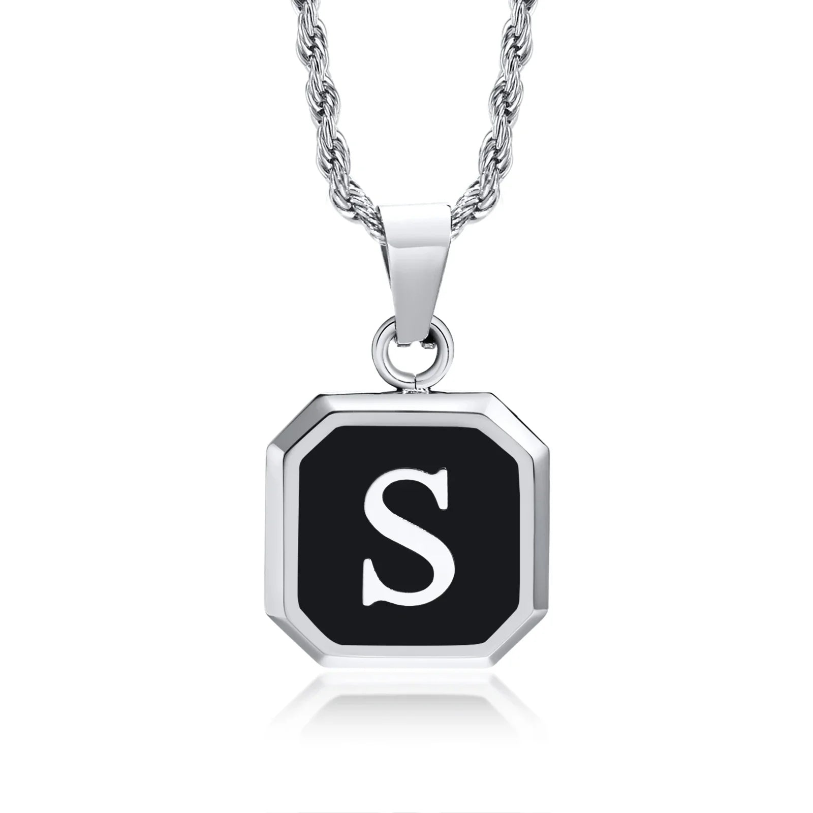 Herenketting met hexagonale initiaalhanger s