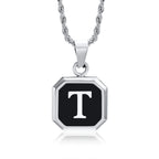 Herenketting met hexagonale initiaalhanger t