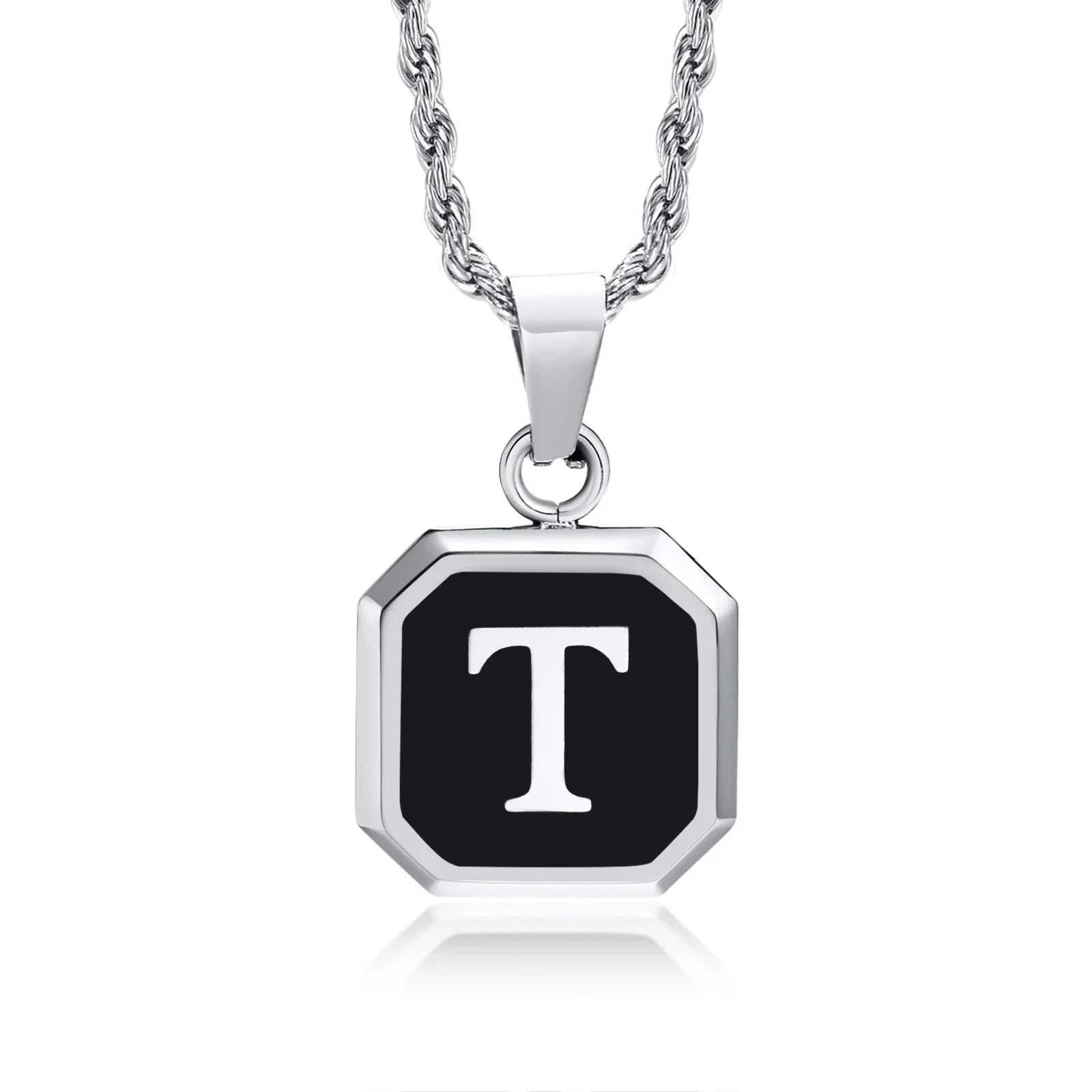 Herenketting met hexagonale initiaalhanger t