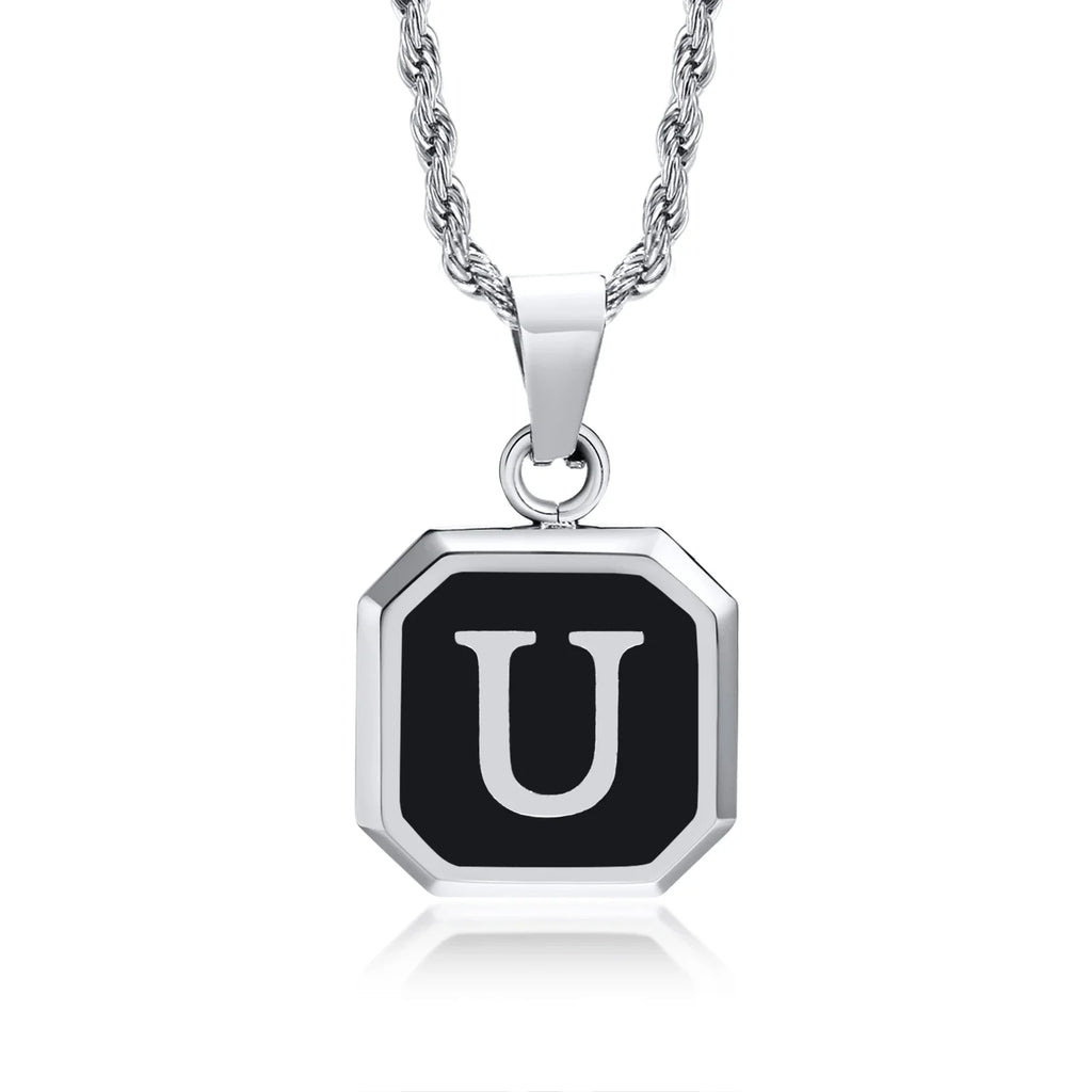 Herenketting met hexagonale initiaalhanger u