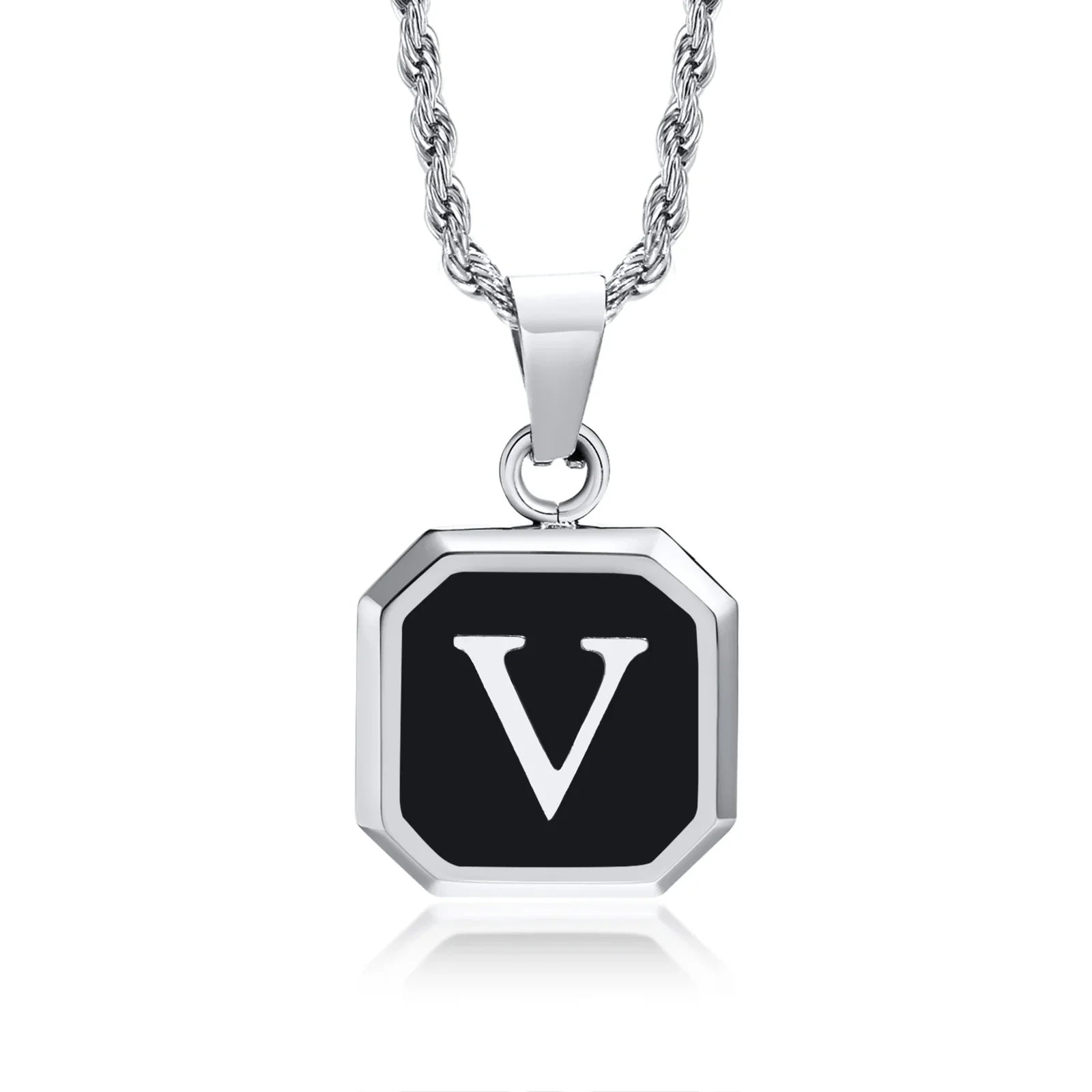 Herenketting met hexagonale initiaalhanger v