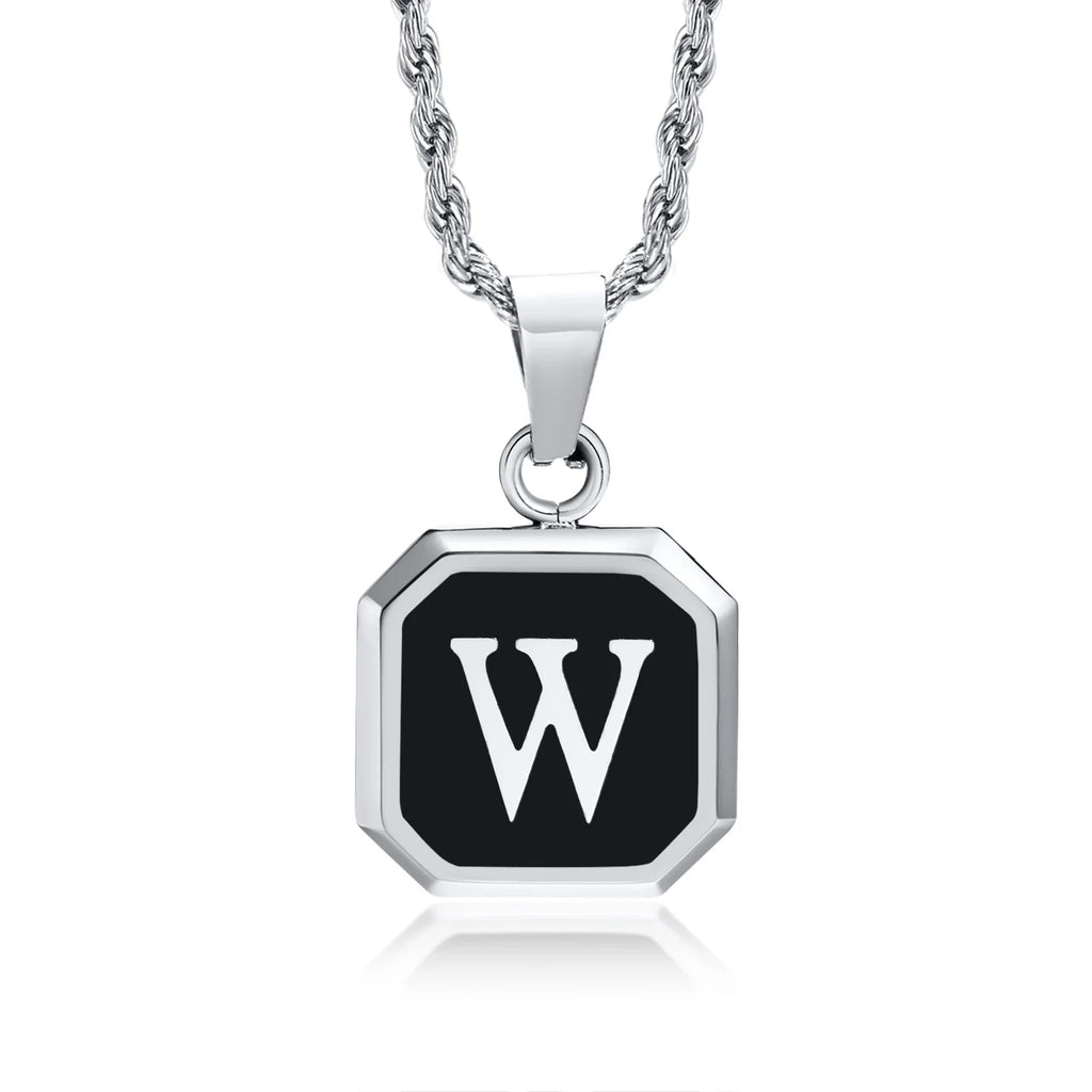 Herenketting met hexagonale initiaalhanger w