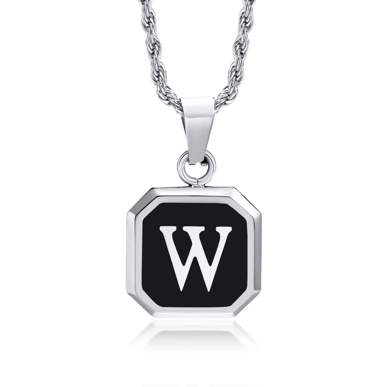 Herenketting met hexagonale initiaalhanger w