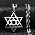 Halsketting voor man of vrouw met hanger van de symbolische Joodse <span data-glossary-id="star-of-david">Davidster</span> in zilver