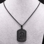 Halsketting voor man of vrouw met hexagonale Allah Arabisch moslim islam hanger zwart 60 cm