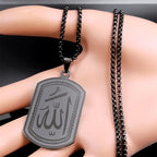 Halsketting voor man of vrouw met hexagonale Allah Arabisch moslim islam hanger zwart 60 cm