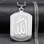 Halsketting voor man of vrouw met hexagonale Allah Arabisch moslim islam hanger zilver 60 cm