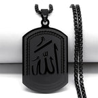 Halsketting voor man of vrouw met hexagonale Allah Arabisch moslim islam hanger zwart
