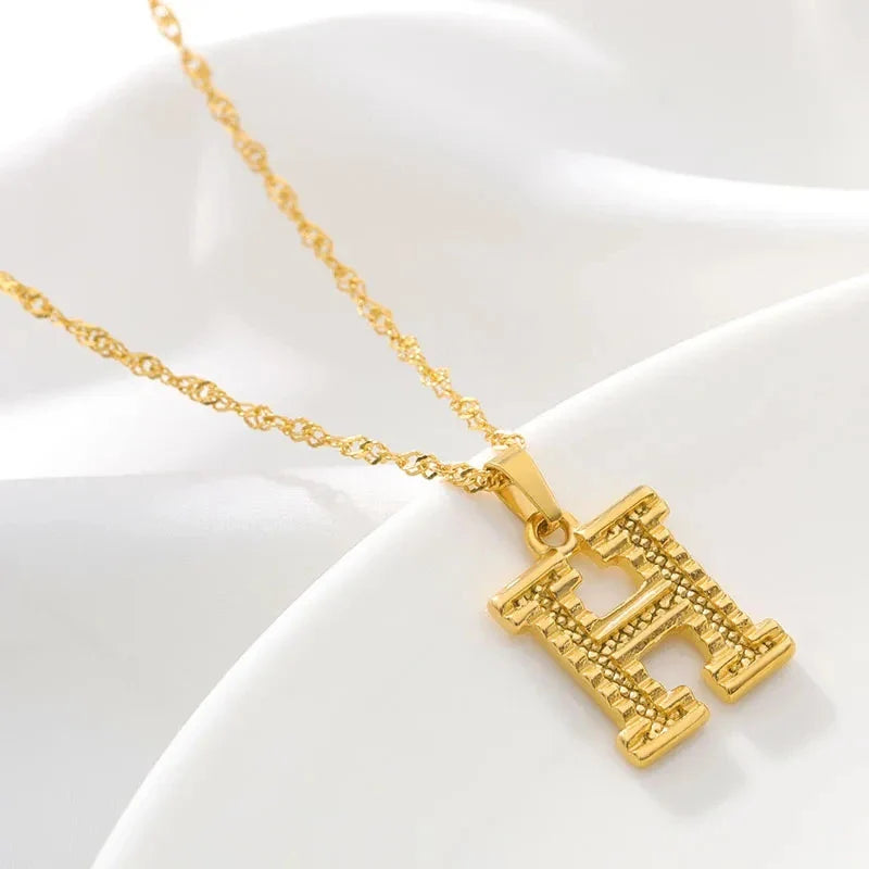 Heren- of damesketting met gepersonaliseerde initiaalhanger h