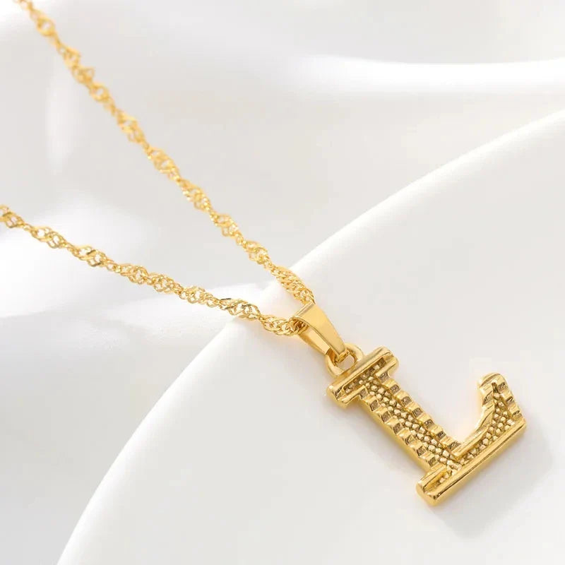 Heren- of damesketting met gepersonaliseerde initiaalhanger l