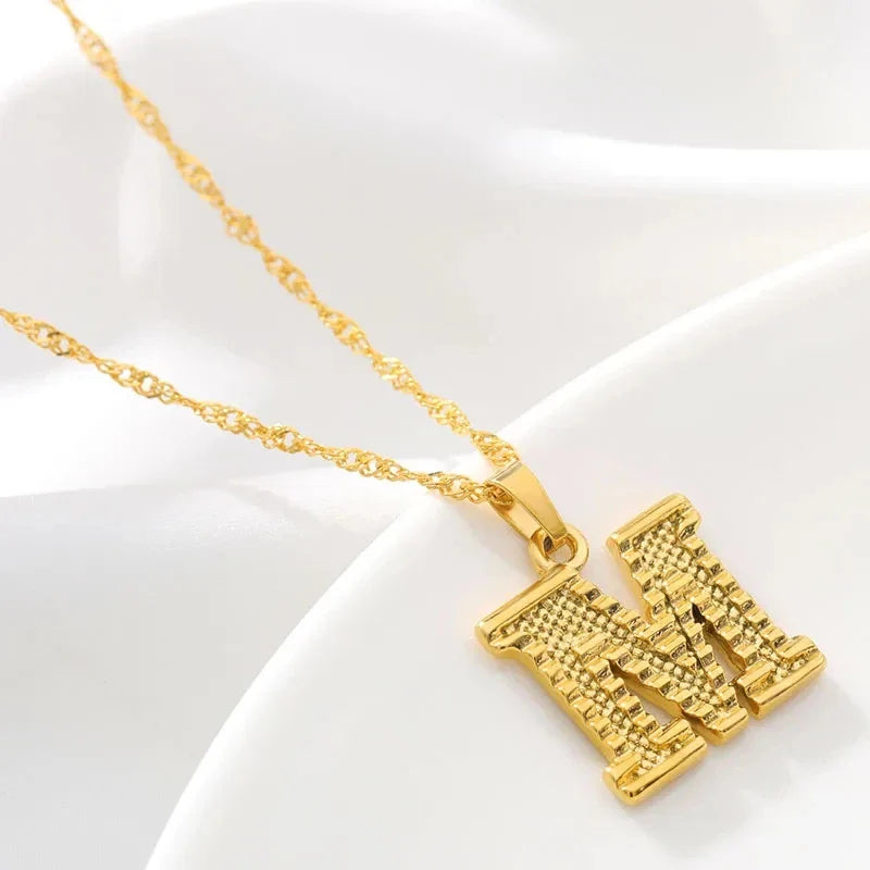 Heren- of damesketting met gepersonaliseerde initiaalhanger m
