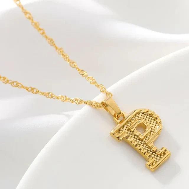 Heren- of damesketting met gepersonaliseerde initiaalhanger p