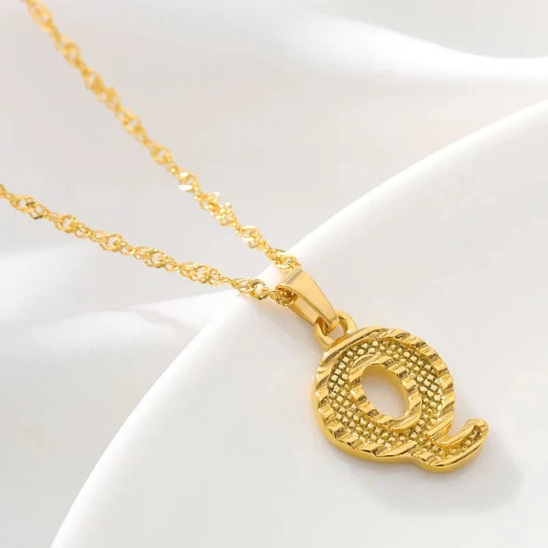 Heren- of damesketting met gepersonaliseerde initiaalhanger q