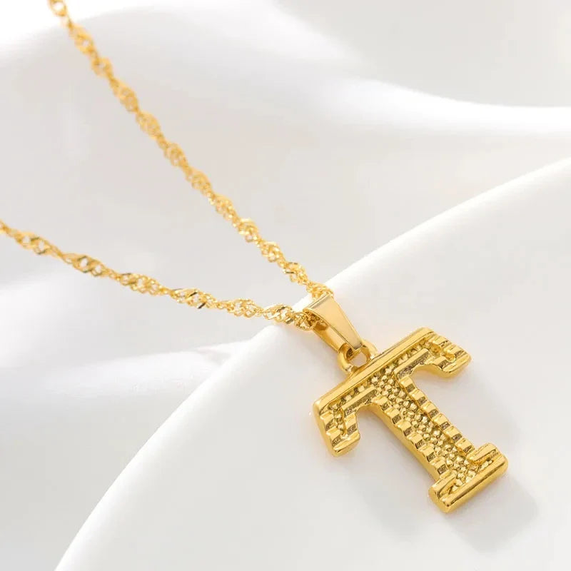 Heren- of damesketting met gepersonaliseerde initiaalhanger t